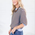 Tyson Light Blue + Brown Striped Sweater Blu Pepper