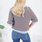 Tyson Light Blue + Brown Striped Sweater Blu Pepper