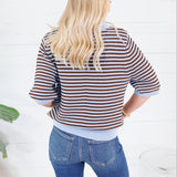 Tyson Light Blue + Brown Striped Sweater Blu Pepper