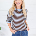 Tyson Light Blue + Brown Striped Sweater Blu Pepper