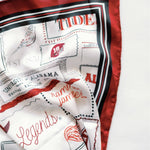 Scarf with printed design on a white background