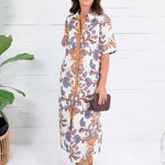 Vale Ecru + Russet + Blue Maxi Dress Entro