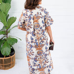 Vale Ecru + Russet + Blue Maxi Dress Entro