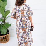 Vale Ecru + Russet + Blue Maxi Dress Entro