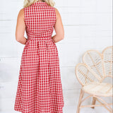 Vanessa Red + Ecru Gingham Midi Dress Pinch 