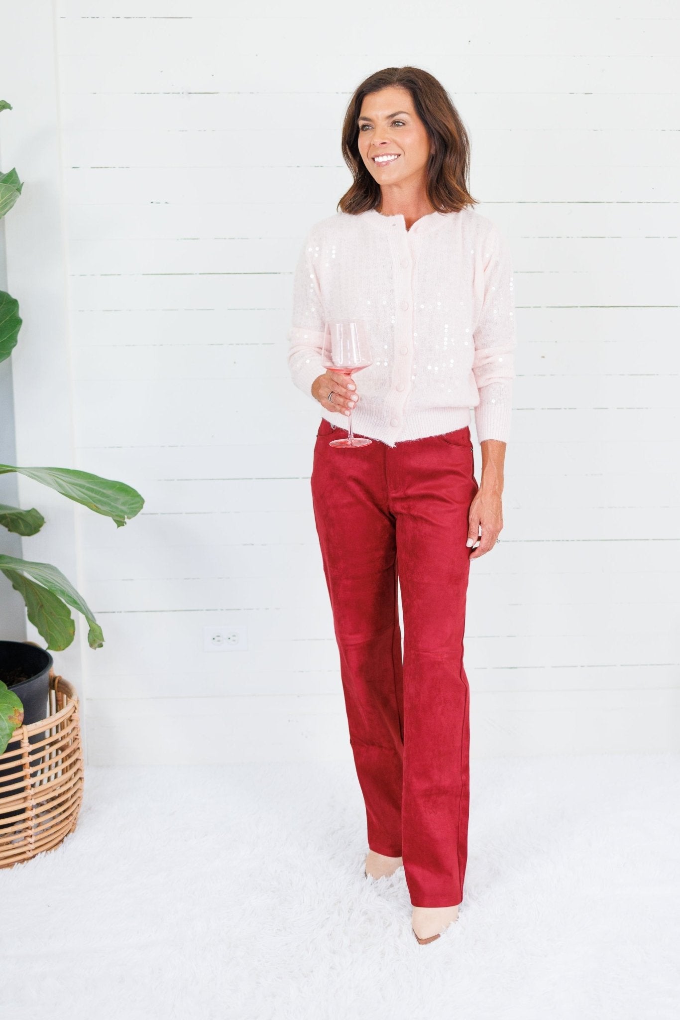 Vea Faux Suede Merlot Pant Lucy Paris