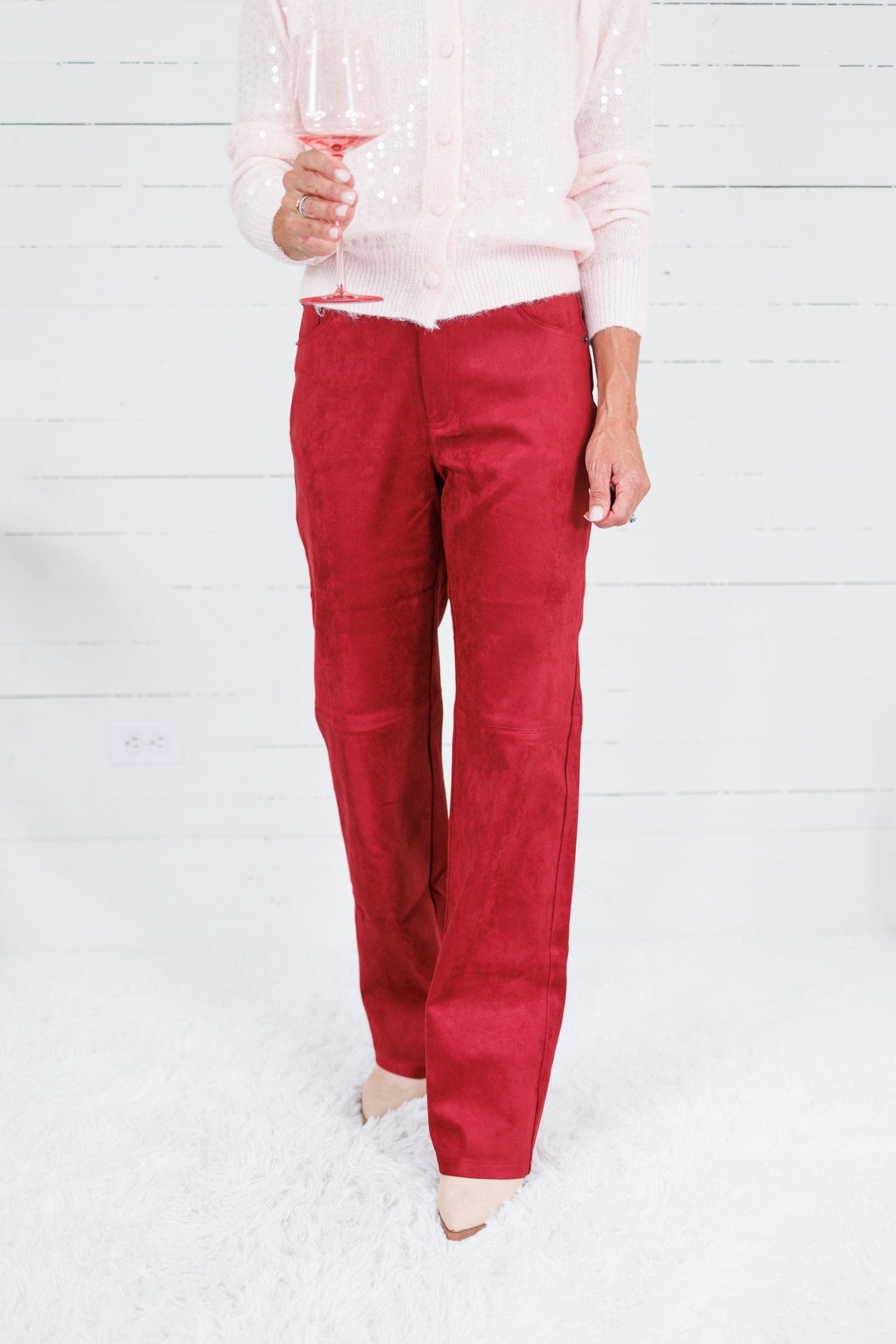 Vea Faux Suede Merlot Pant Lucy Paris