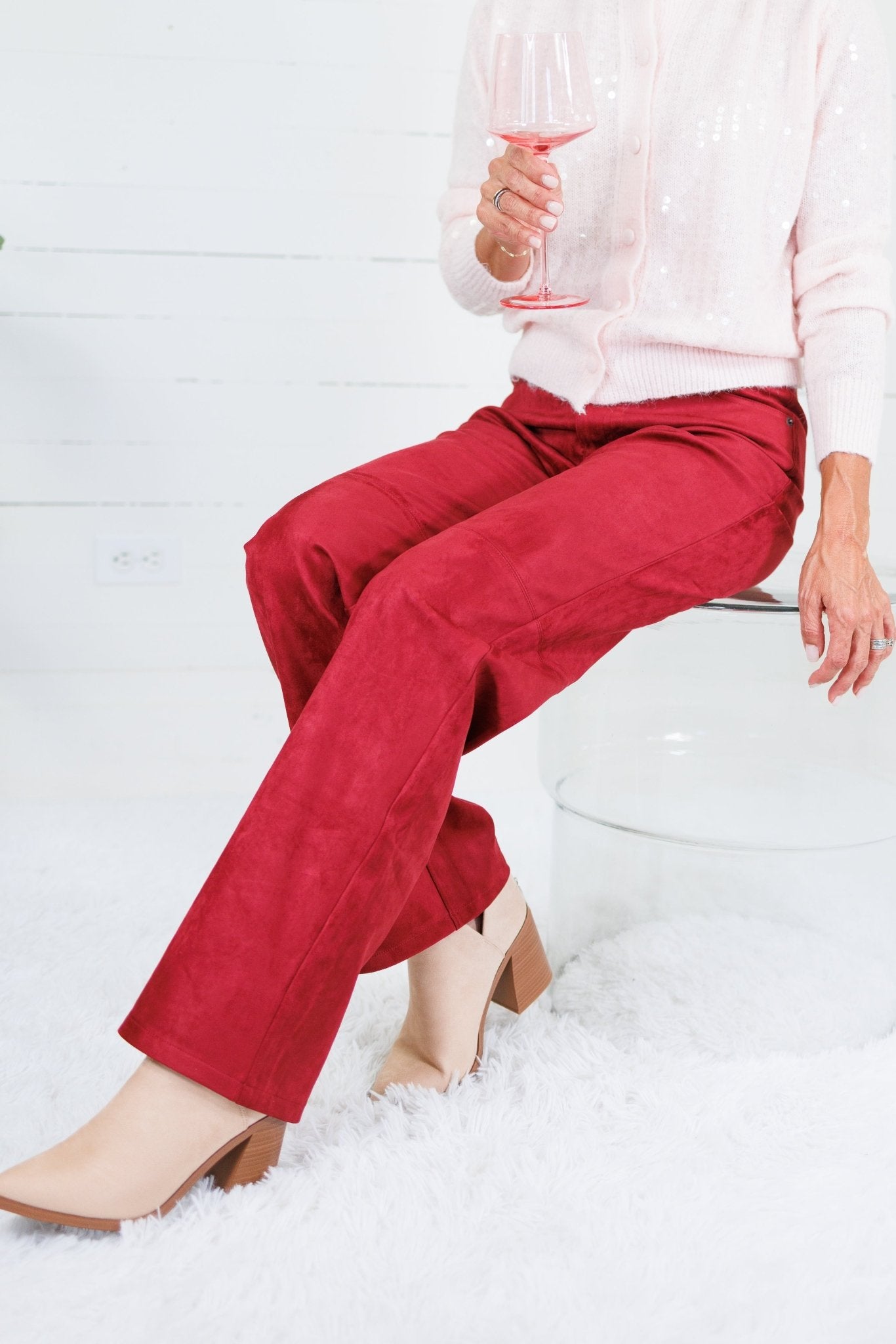 Vea Faux Suede Merlot Pant Lucy Paris