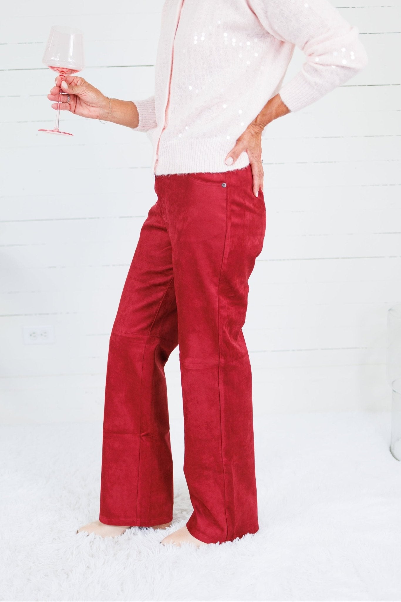 Vea Faux Suede Merlot Pant Lucy Paris