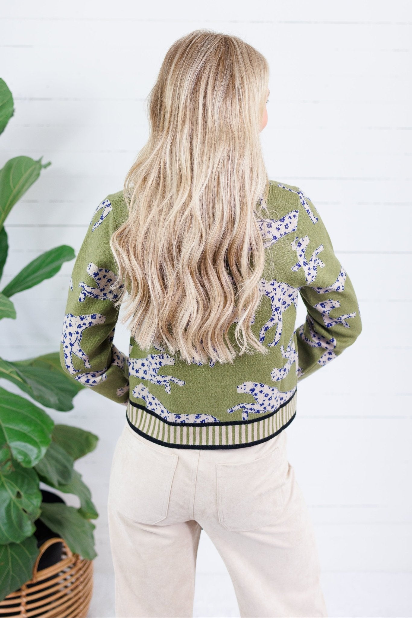Victor Olive Cheetah Cardigan THML