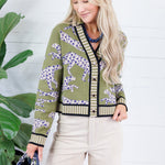 Victor Olive Cheetah Cardigan THML