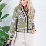 Victor Olive Cheetah Cardigan THML