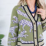 Victor Olive Cheetah Cardigan THML