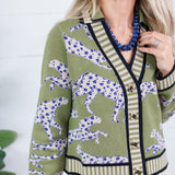 Victor Olive Cheetah Cardigan THML