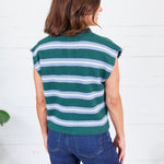 Victoria Green + Blue Stripe Sweater Entro 