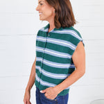 Victoria Green + Blue Stripe Sweater Entro 