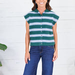Victoria Green + Blue Stripe Sweater Entro 