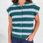 Victoria Green + Blue Stripe Sweater Entro 