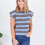 Victoria Light Blue Stripe Sweater Entro