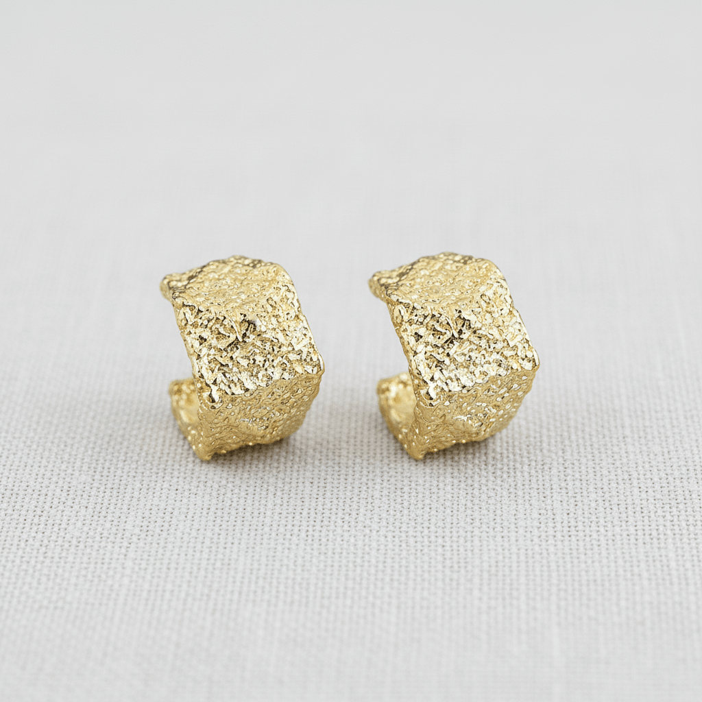 Vintage Hammered Texture C-Hoop Earrings - A3 Accessories - Jewelry - Earrings - Clover + Bee