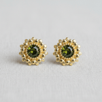 Vintage Olive Green Zircon Sunflower Stud Earrings - A3 Accessories - Jewelry - Earrings - Clover + Bee