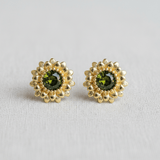 Vintage Olive Green Zircon Sunflower Stud Earrings - A3 Accessories - Jewelry - Earrings - Clover + Bee