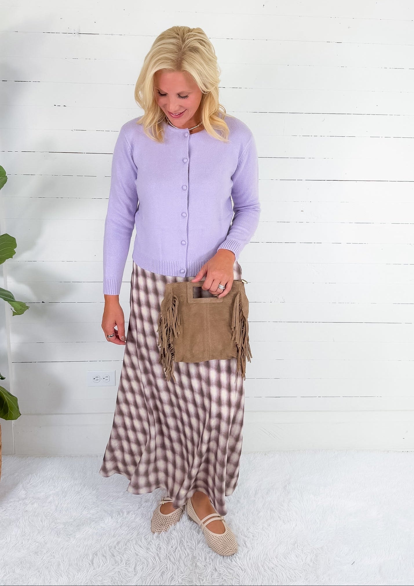 Viola Lavender Check A Line Skirt Lucy Paris