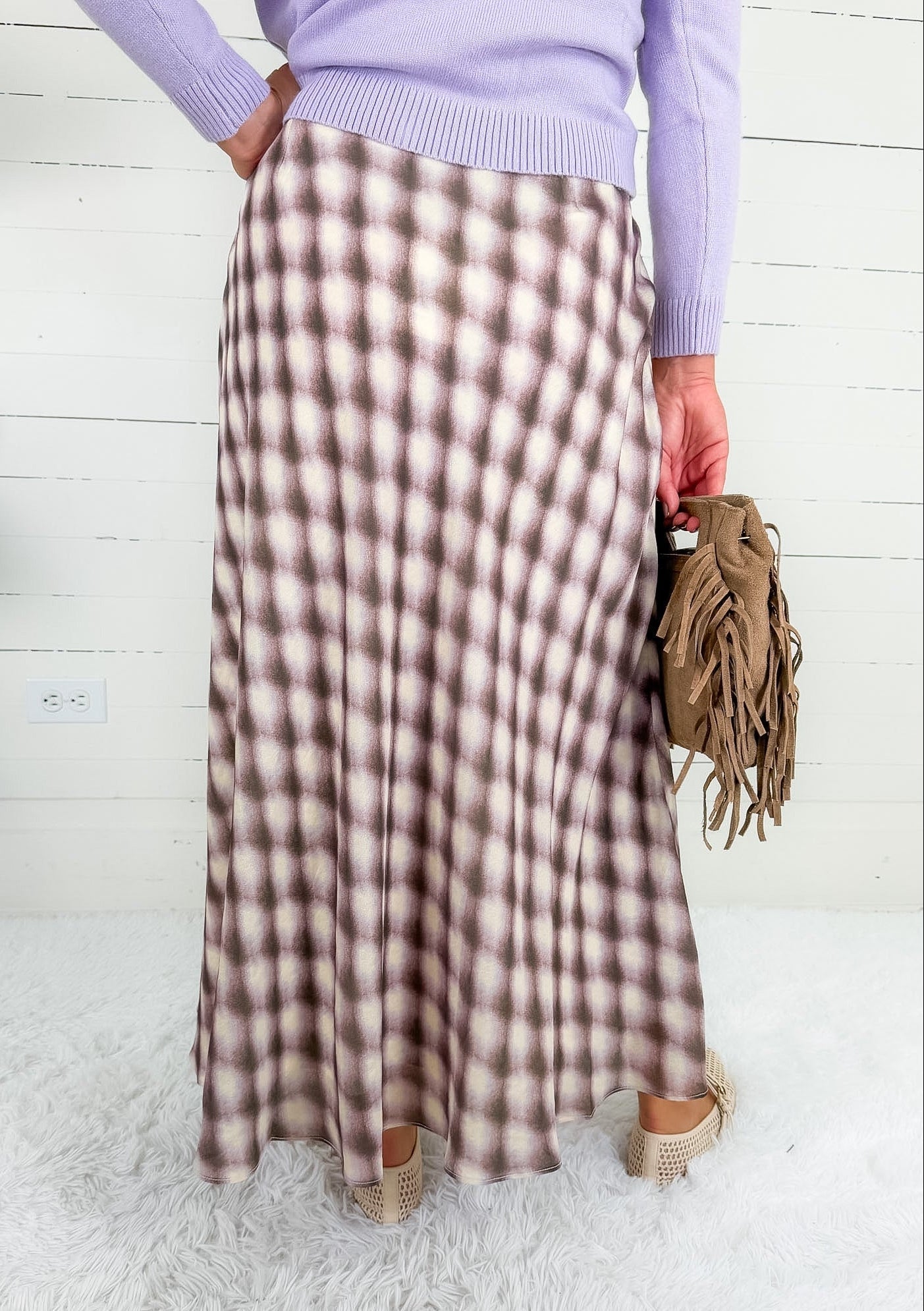 Viola Lavender Check A Line Skirt Lucy Paris