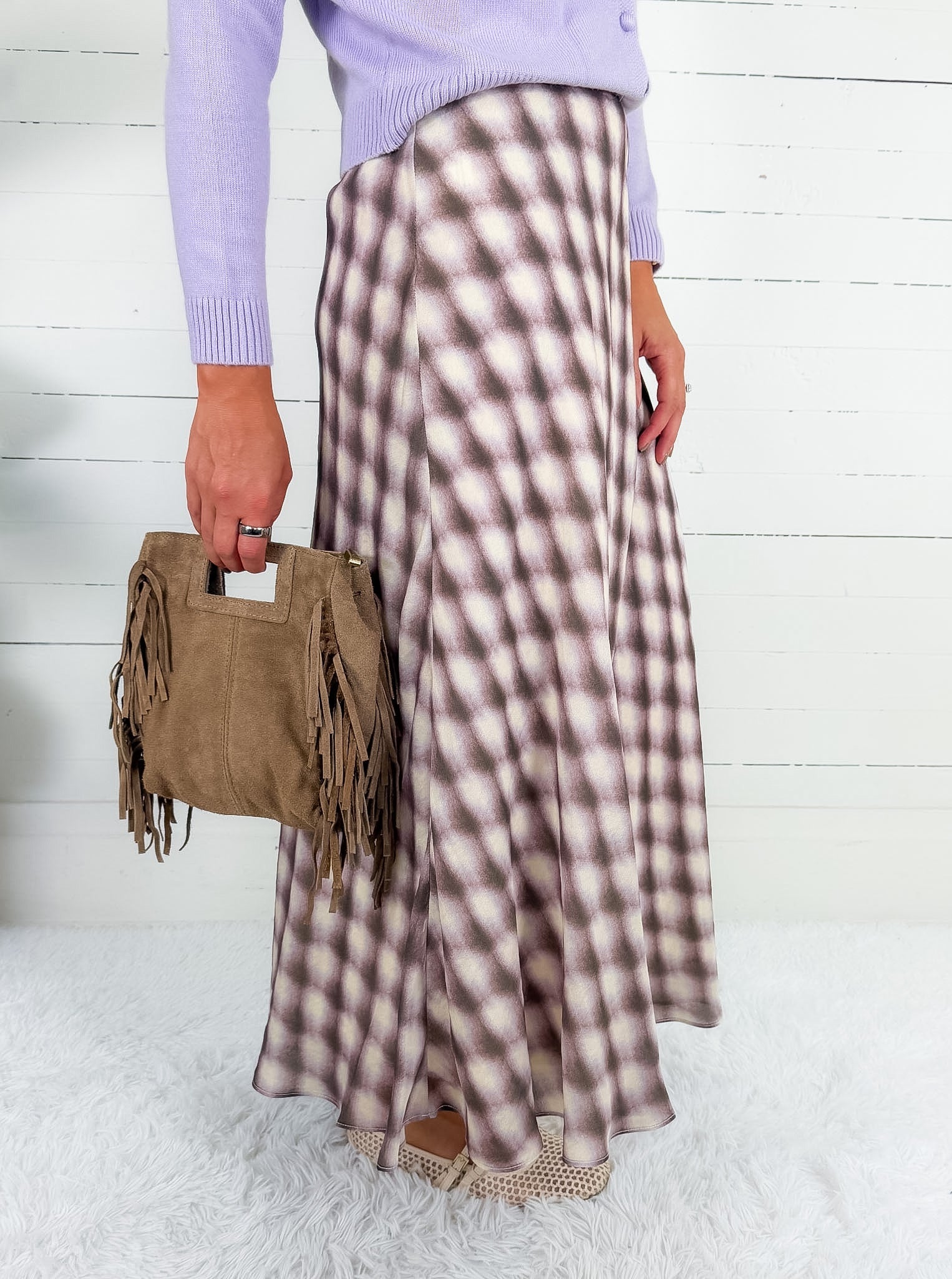 Viola Lavender Check A Line Skirt Lucy Paris