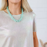 Virginia Latte Iridescent Rainbow Stripe Tee Molly Bracken