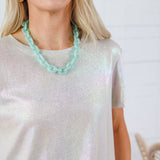 Virginia Latte Iridescent Rainbow Stripe Tee Molly Bracken