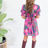 Virginia Magenta Draw Back Dress Entro