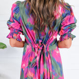 Virginia Magenta Draw Back Dress Entro