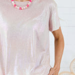 Virginia Pink Iridescent Rainbow Stripe Tee Molly Bracken