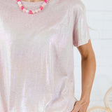 Virginia Pink Iridescent Rainbow Stripe Tee Molly Bracken