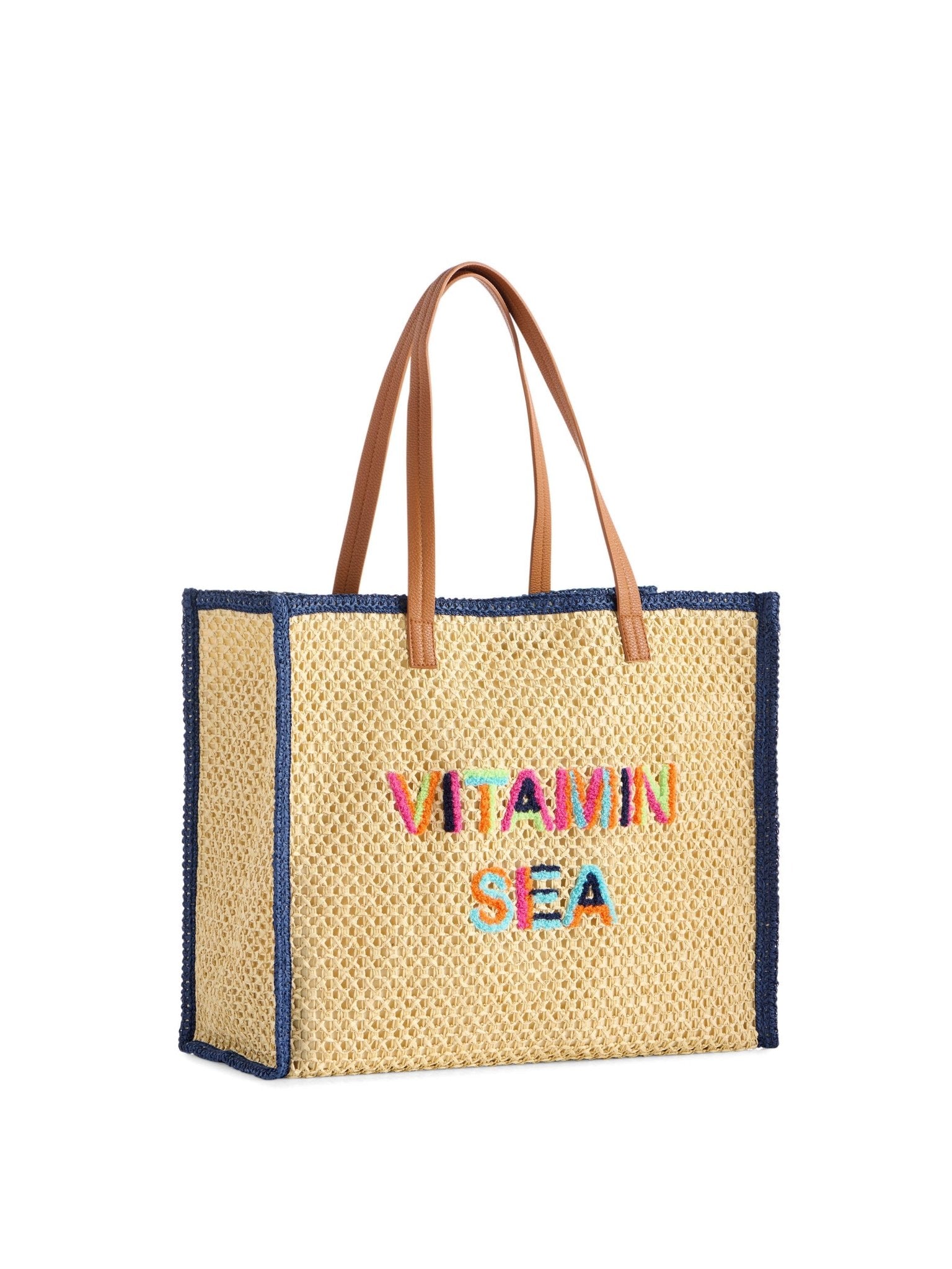 Vitamin Sea Natural Straw Tote - A4 Accessories - Handbags - Clover + Bee