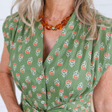Xonnie Olive + Orange Floral Dress