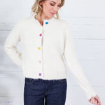 Wagner Cream + Colored Buttons Cardigan Compania Fantastica
