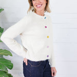 Wagner Cream + Colored Buttons Cardigan Compania Fantastica