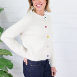 Wagner Cream + Colored Buttons Cardigan Compania Fantastica