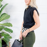 Waldorf Black High Neck Fine Knit Top Glam