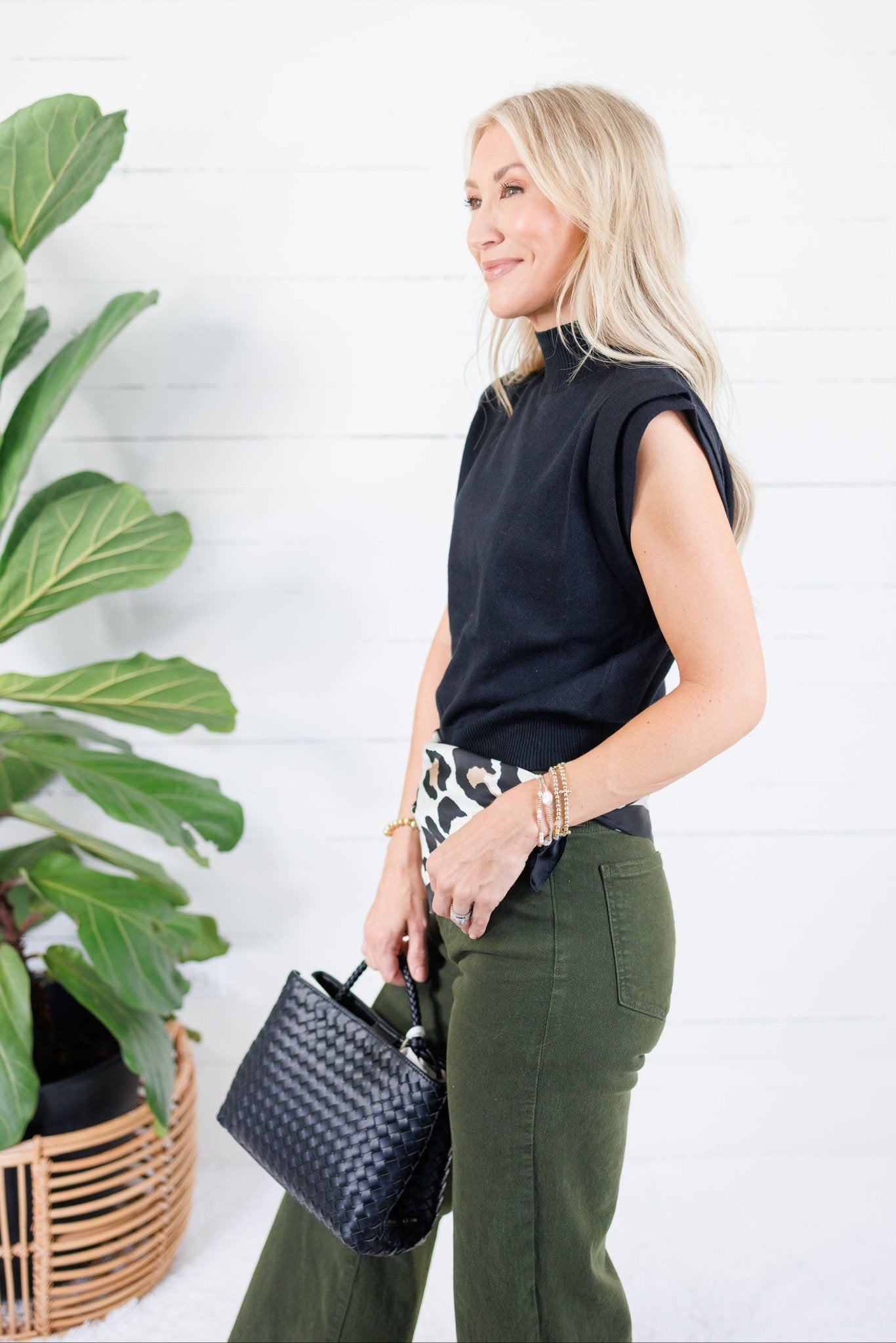 Waldorf Black High Neck Fine Knit Top Glam