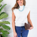 Waldorf Ivory High Neck Fine Knit Top Glam