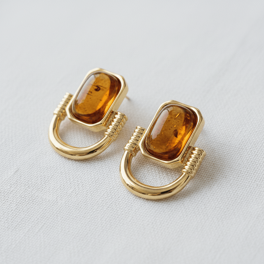 Warm Brown Geometric Square Stud Earrings - A3 Accessories - Jewelry - Earrings - Clover + Bee