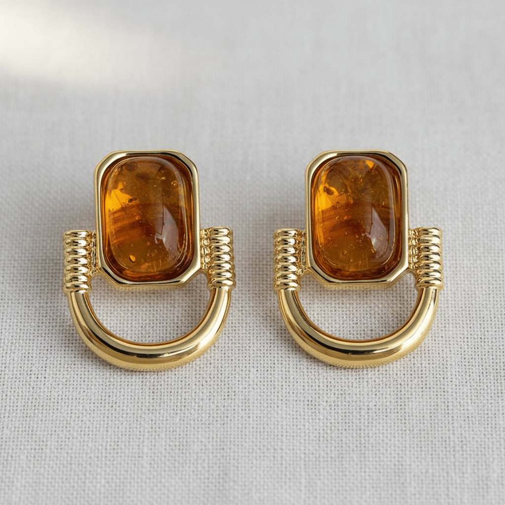 Warm Brown Geometric Square Stud Earrings - A3 Accessories - Jewelry - Earrings - Clover + Bee