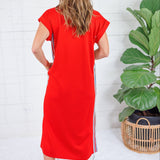 Washington Red + Patriotic Stripe Trim Dress Jodifl