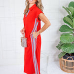 Washington Red + Patriotic Stripe Trim Dress Jodifl