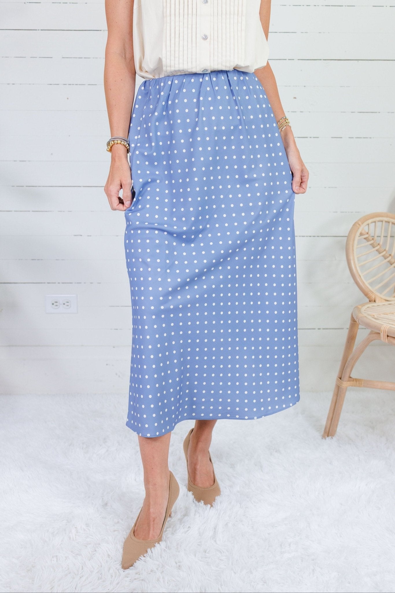 Weaver Cornflower Blue Polka Dot Skirt