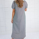 Wendy Black + Ecru Gingham Maxi Shirt Dress Entro