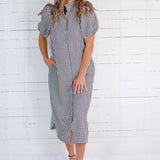 Wendy Black + Ecru Gingham Maxi Shirt Dress Entro